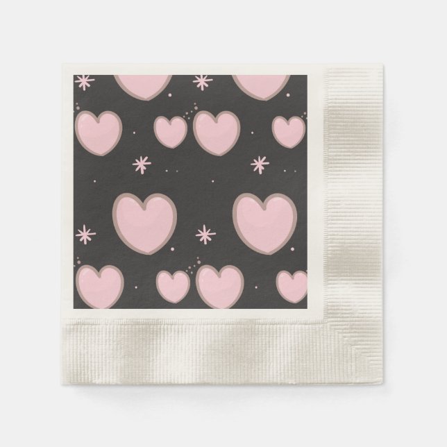 Paper Napkin with pink hearts (Front)