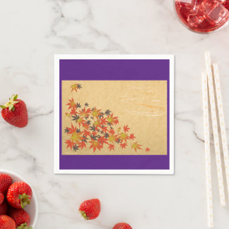 PAPER NAPKIN WITH RED LEAVES AND RUNNING WATER CRE
