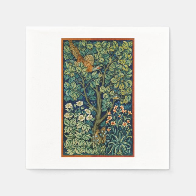 PAPER NAPKIN WITH WILLIAM MORRIS PHEASANT DESIGN (Front)