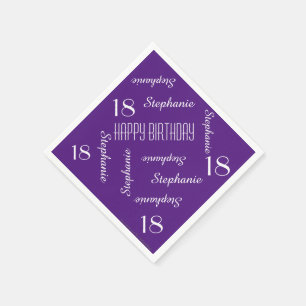 Paper Napkins, 18th Birthday Party Repeating Names Napkin
