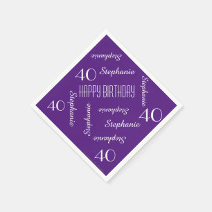Paper Napkins, 40th Birthday Party Repeating Names Napkin
