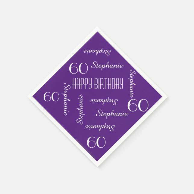 Paper Napkins, 60th Birthday Party Repeating Names Napkin (Corner)