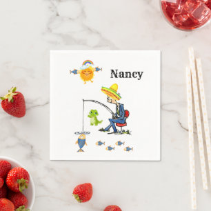 Paper Napkins, Alligator Fish Fisherman Sun Napkin