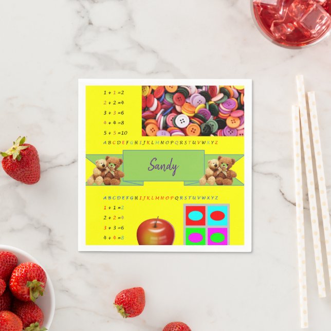 Paper Napkins, Alphabet Numbers Napkin (Insitu)