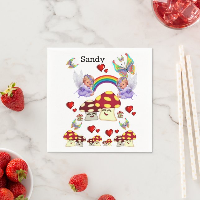 Paper Napkins, Angel Mushroom Butterfly Napkin (Insitu)