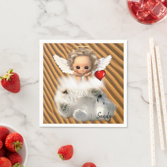 Paper Napkins, Angel Polar Bear Napkin (Insitu)