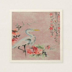 paper napkins Asian crane flower pink
