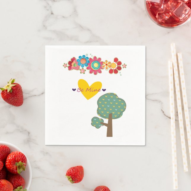 Paper Napkins, Be Mine Hearts Tree Napkin (Insitu)