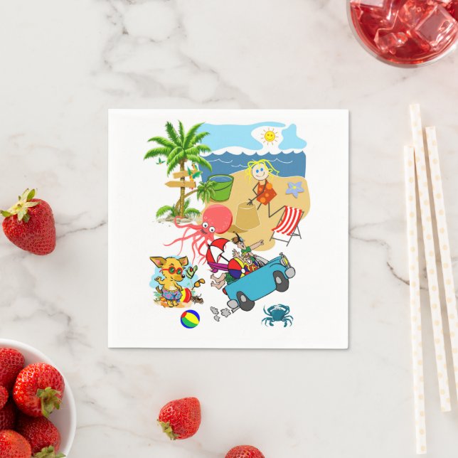 Paper Napkins, Beach Fun Octopus Napkin (Insitu)