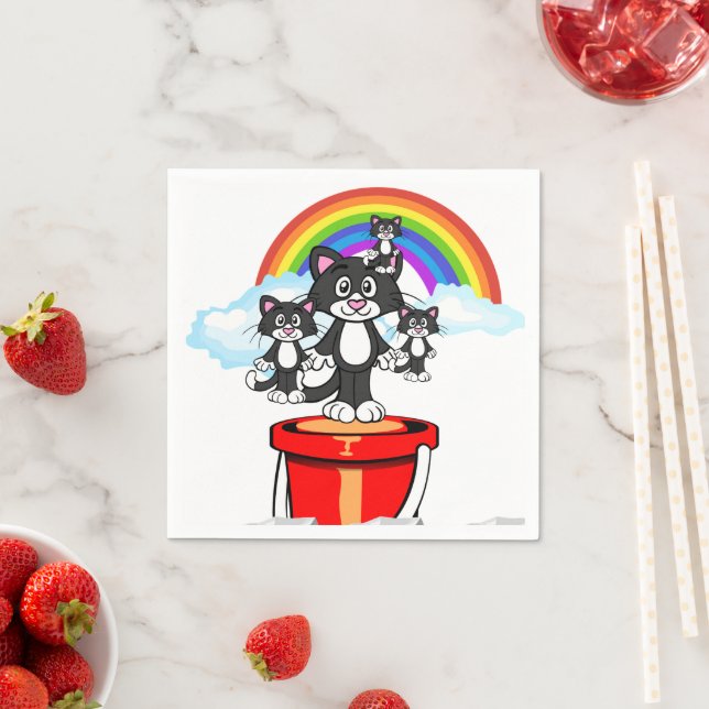 Paper Napkins, Black Cat Rainbow Napkin (Insitu)