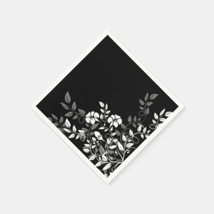 Paper Napkins-Black Floral Napkin