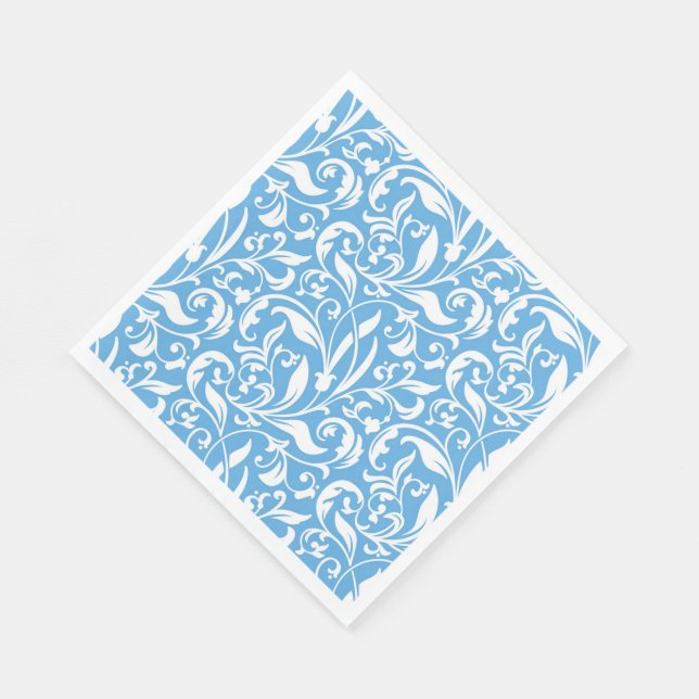 Paper Napkins-Blue Flourish Napkin (Corner)