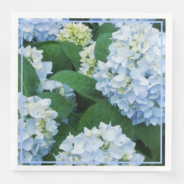 Paper Napkins-Blue Hydrangeas Napkin (Front)