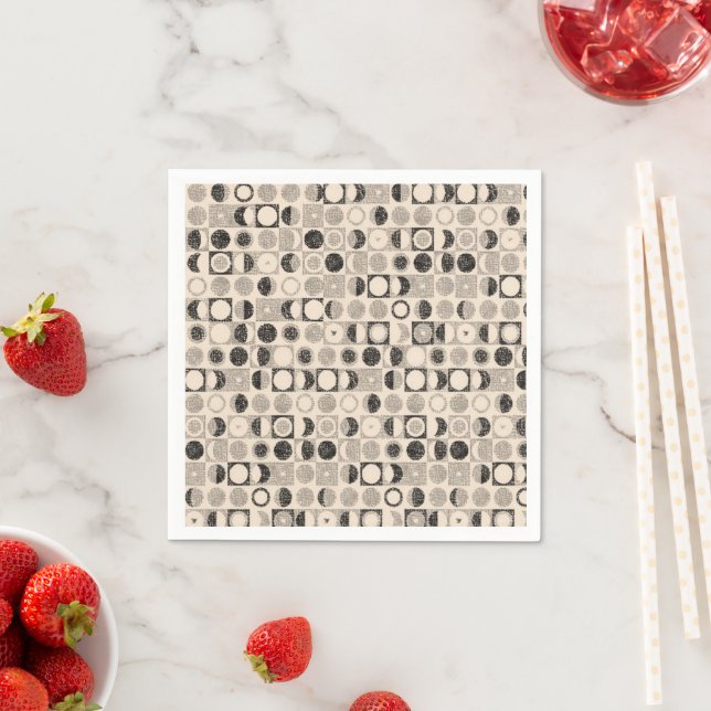 Paper Napkins, Brown Beige Black Circles Napkin (Insitu)