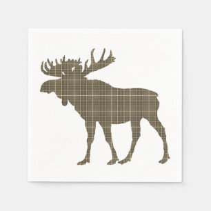 paper napkins   brown plaid moose