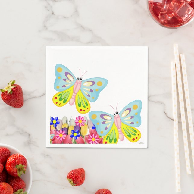 Paper Napkins, Butterfly Floral  Napkins (Insitu)