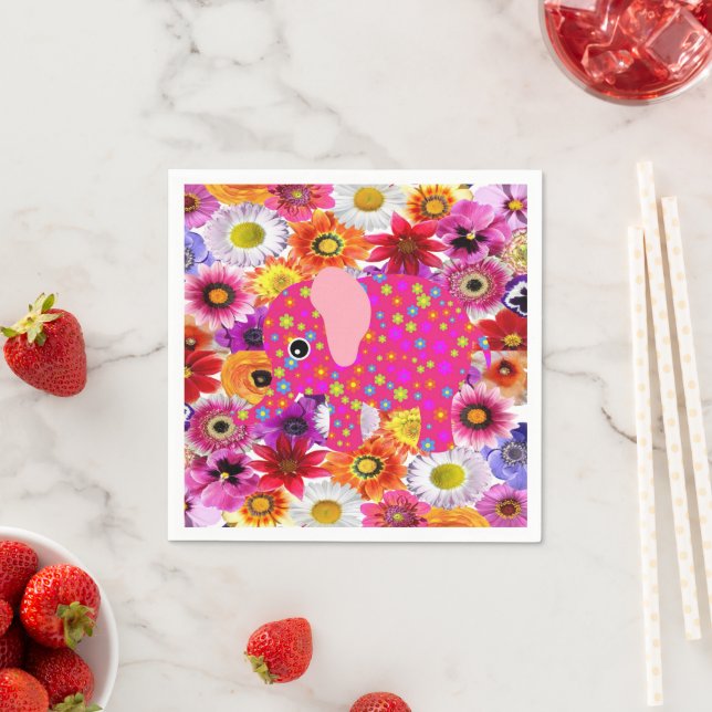 Paper Napkins, Colourful Elephant Napkin (Insitu)