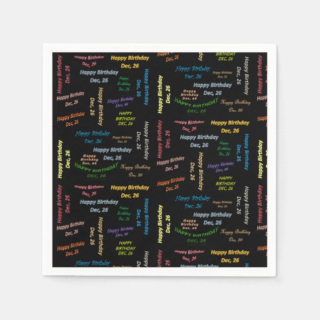 Paper Napkins December, 26 Birthday (Front)