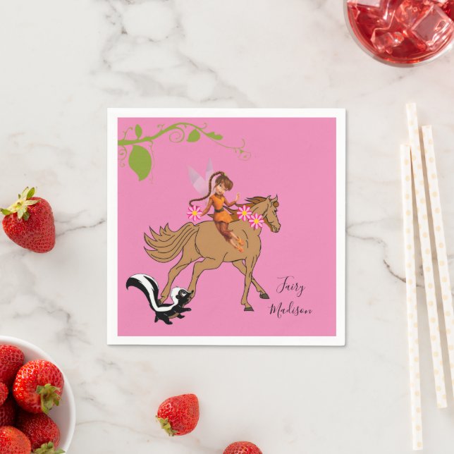 Paper Napkins, Fairy Horse Skunk Floral Napkin (Insitu)