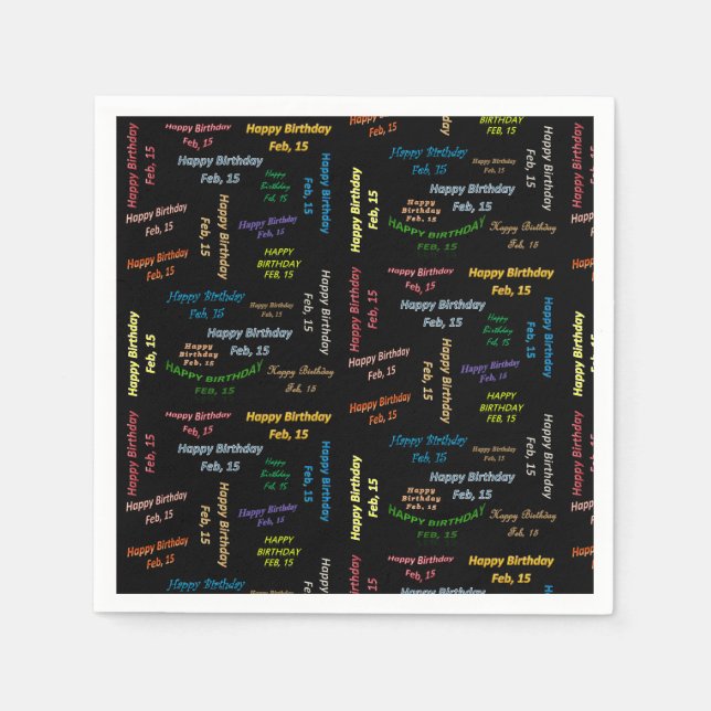 Paper Napkins February, 15 Birthday (Front)