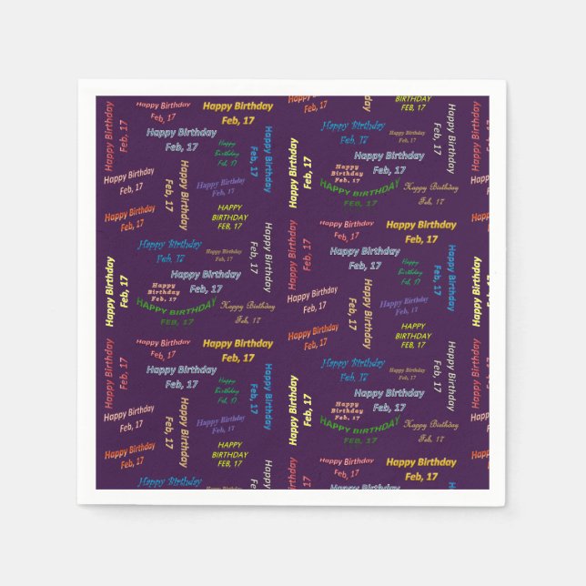 Paper Napkins February, 17 Birthday (Front)