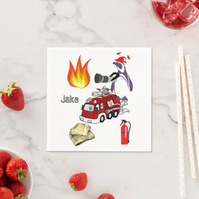 Paper Napkins, Fireman Fire Penguin Napkin (Insitu)