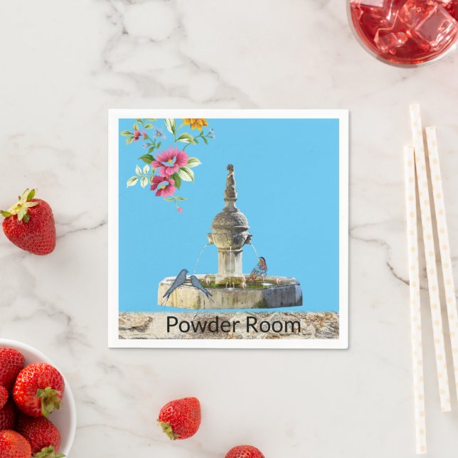 Paper Napkins, Floral Birds Fountain Napkin (Insitu)