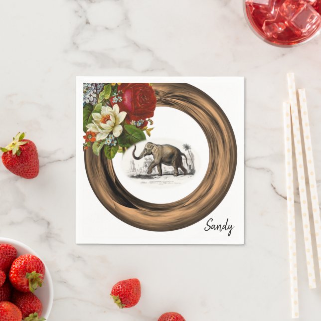 Paper Napkins, Floral Elephant Napkin (Insitu)