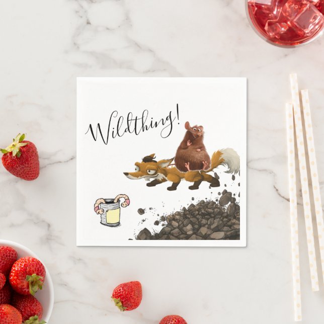 Paper Napkins, Fox Mouse Worm Dirt Wildthing Napkin (Insitu)