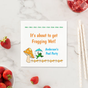 Paper Napkins, Frogging Wet Frog Mushroom Ribbit  Napkin