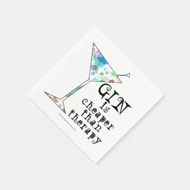 PAPER NAPKINS - GIN IS CHEAPER THAN THERAPY (Corner)