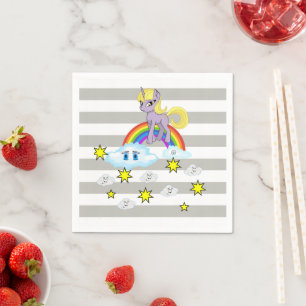 Paper Napkins, Grey & White Stripe Unicorn Napkin