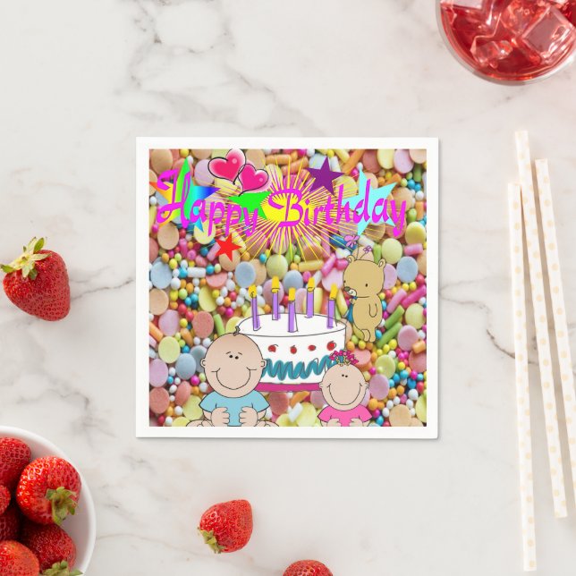 Paper Napkins, Happy Birthday Baby Babies Napkin (Insitu)