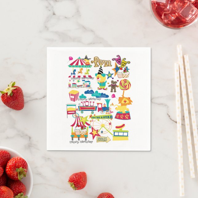 Paper Napkins, Happy Birthday Carnival Circus Napkin (Insitu)