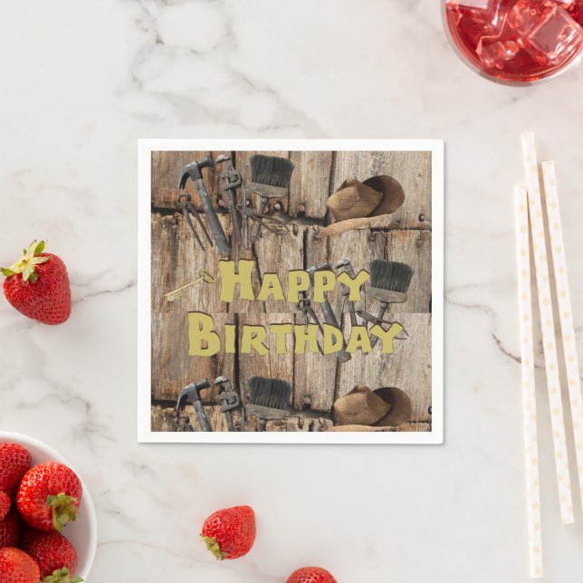 Paper Napkins, Happy Birthday Construction Tools Napkin (Insitu)