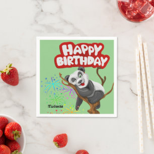 Paper Napkins, Happy Birthday Panda Bear Napkin