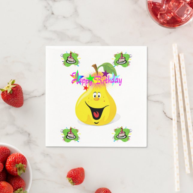 Paper Napkins, Happy Birthday Pear Cakes Napkin (Insitu)