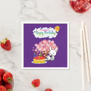 Paper Napkins, Happy Birthday Rabbit Cake Napkin