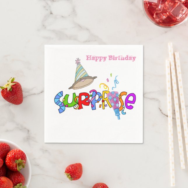 Paper Napkins, Happy Birthday Surprise Napkins (Insitu)