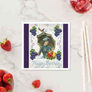 Paper Napkins, Happy Birthday Victorian Grapes Napkin