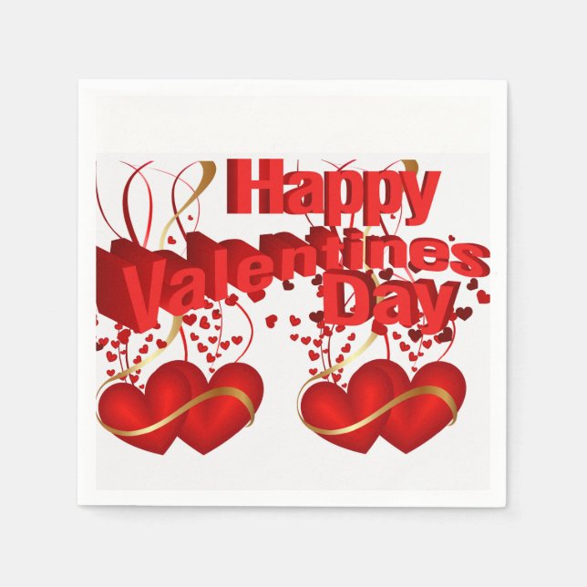 Paper Napkins Happy Valentine's Day  (Front)