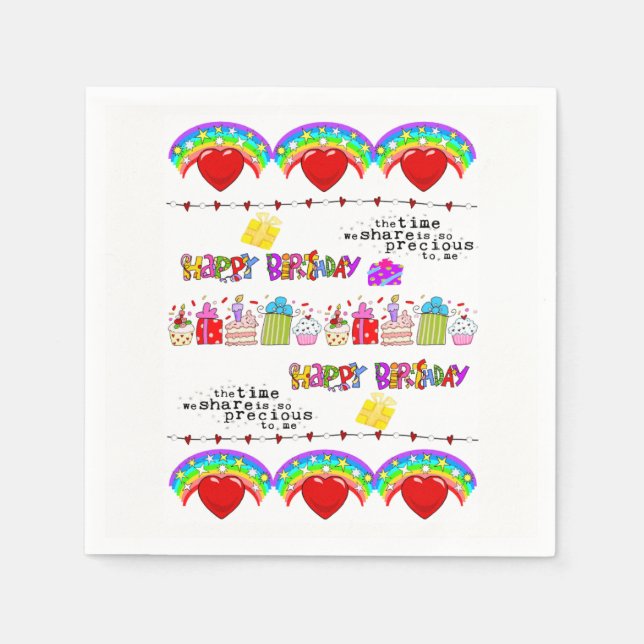 Paper Napkins Happy Valentine's Day Happy Birthday (Front)