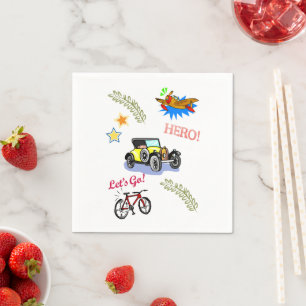 Paper Napkins, Hero Bicycle Car Airplane Napkin