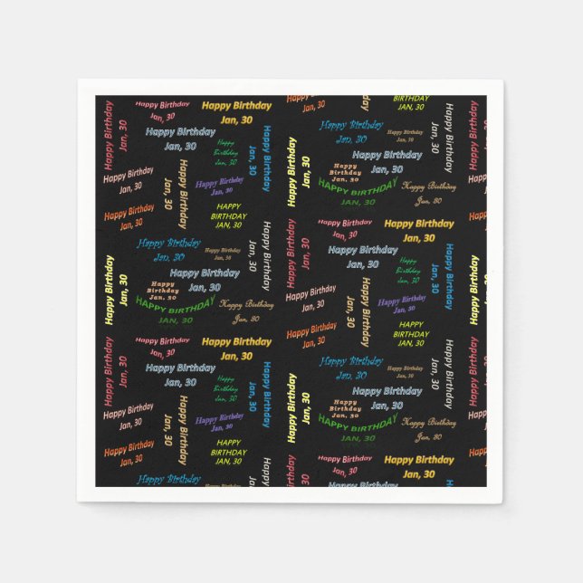 Paper Napkins January, 30 Birthday (Front)