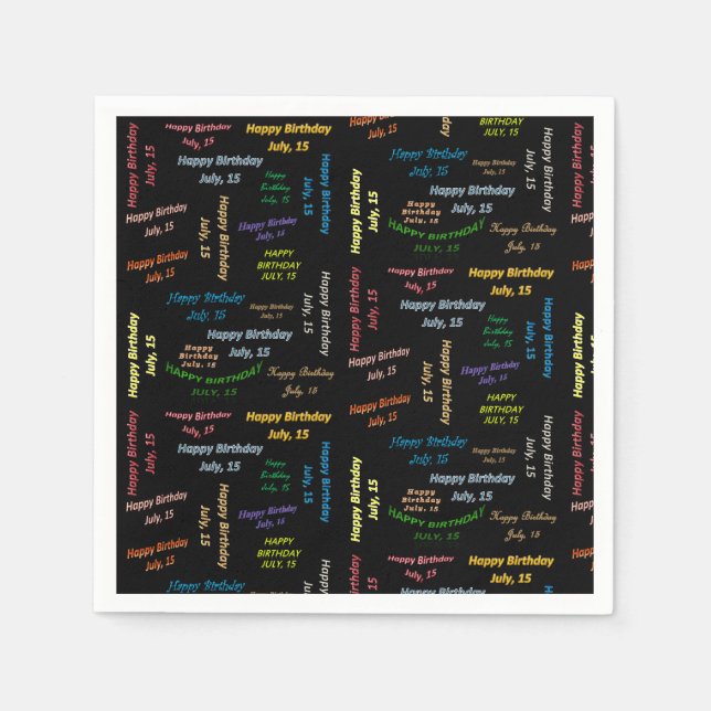 Paper Napkins July, 15 Birthday (Front)