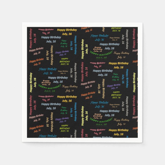 Paper Napkins July, 16 Birthday (Front)