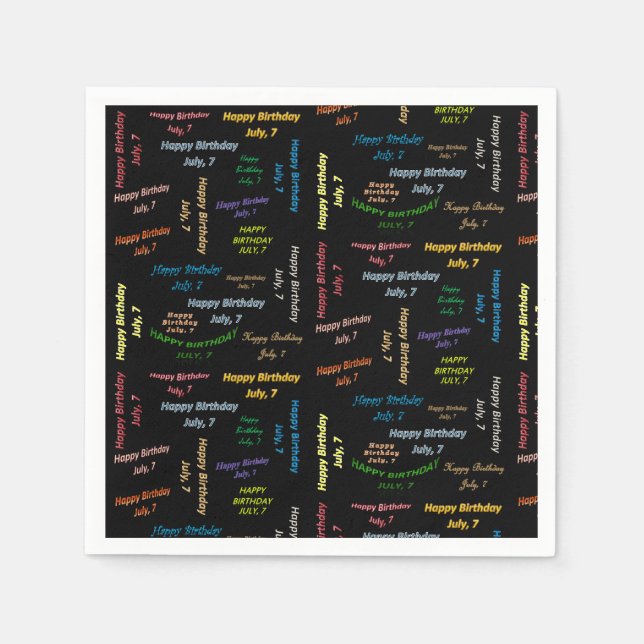 Paper Napkins July, 7 Birthday (Front)