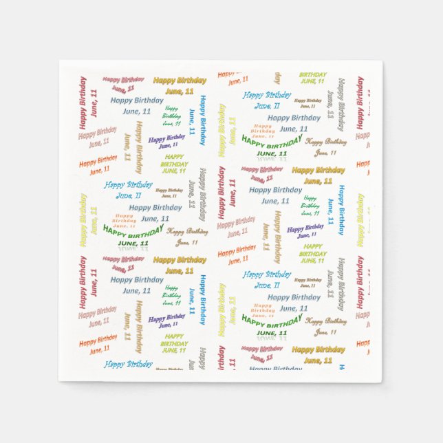 Paper Napkins June, 11 Birthday (Front)