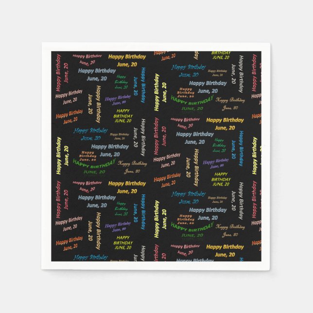 Paper Napkins June, 20 Birthday (Front)