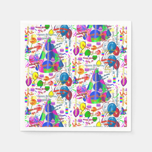 Paper Napkins June, 29 Birthday (Front)